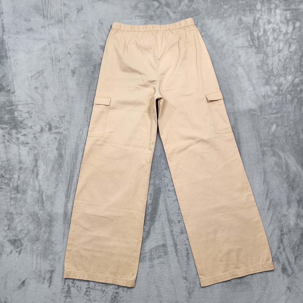 NEW Roxy Pants Womens XS Beige Twill Cargo Wide Leg Cotton Khaki Drawstring - Picture 2 of 14